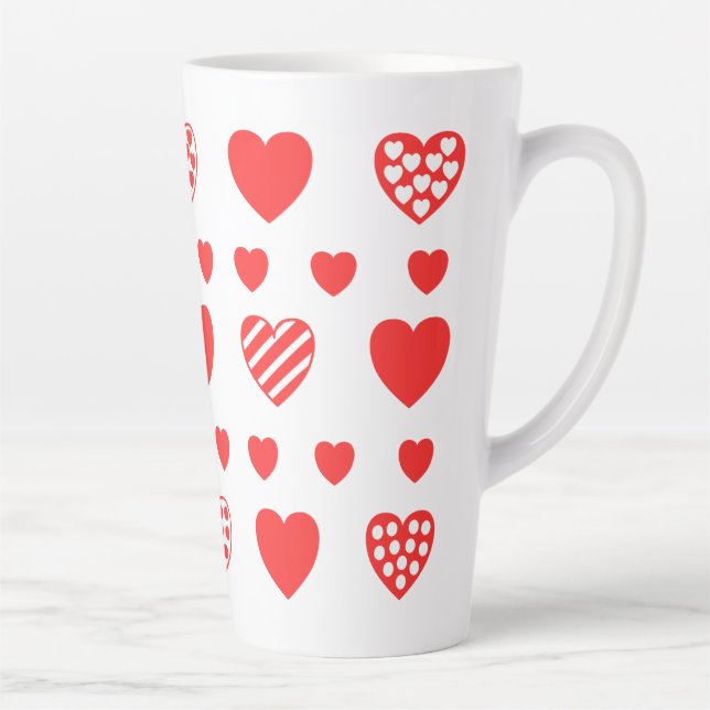 Valentines day Cute Hearts white pattern Latte Mug (Right)