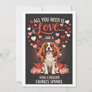 Valentine's Day cute king cavalier charles spaniel Holiday Card