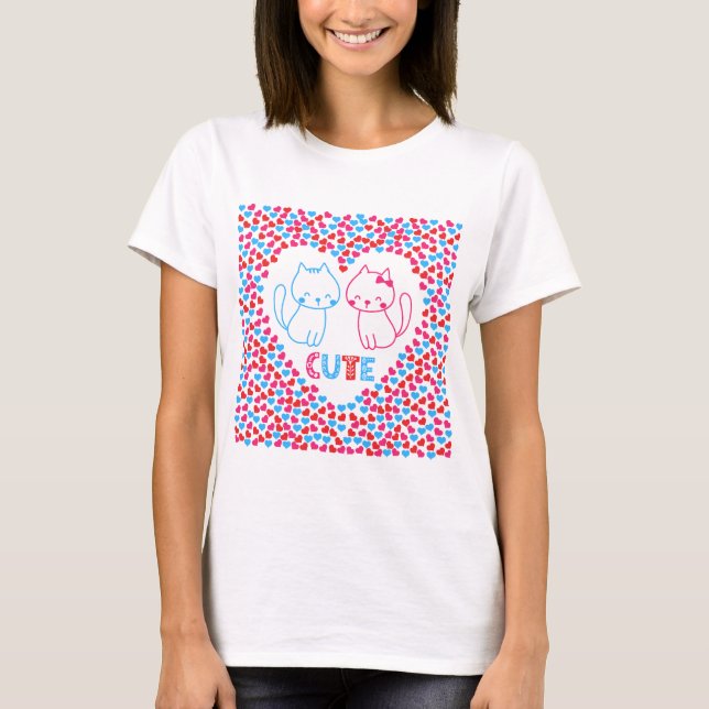 valentines day cute kitten love design love tshirt (Front)