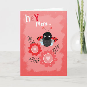 Valentine's Day Cute Ladybug for Mum Holiday Card
