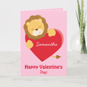 Valentine's Day Cute Lion for your daughter Card