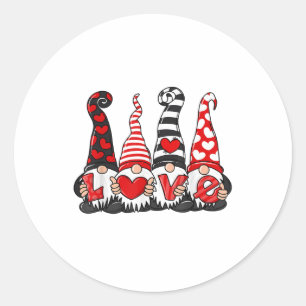 Valentines Day Cute Love Heart Gnome Funny Gnome L Classic Round Sticker