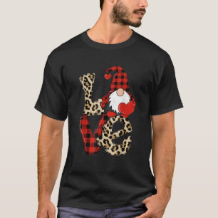Valentines Day Cute Love Heart Gnome Leopard Cheet T-Shirt