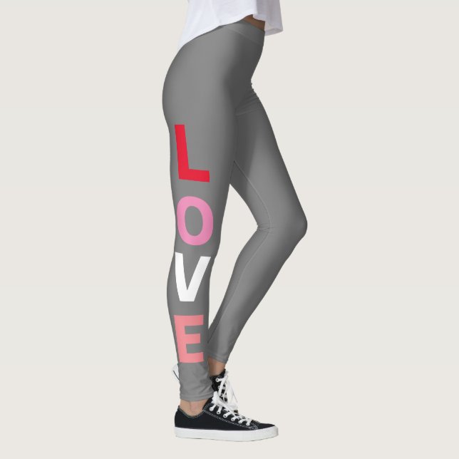 Valentines Day Cute Love Typography Fashion  Leggings (Right)