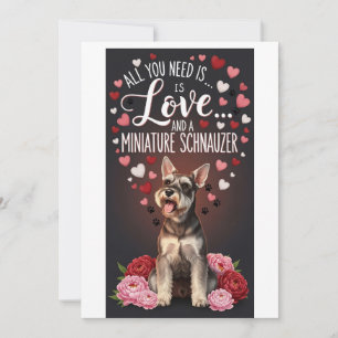 Valentine's Day Cute miniature schnauzer Photo  Holiday Card