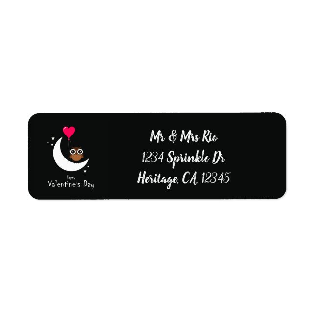 Valentine's Day Cute Owl Address Return Address Label (Front)