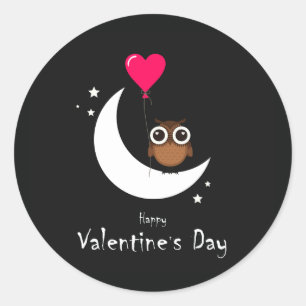 Valentine's Day Cute Owl Classic Round Sticker