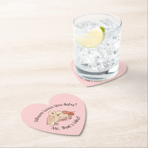 Valentines Day Cute Owls Who Loves You Baby?  Paper Coaster