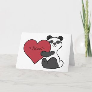 Valentine's Day Cute Panda Bear with Red Heart Holiday Card