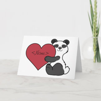 Valentine's Day Cute Panda Bear with Red Heart Holiday Card