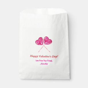  Valentine's Day Cute Pink Lollipops Heart Name  Favour Bag