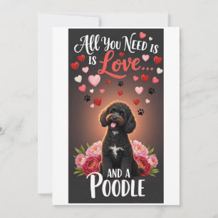 Valentine's Day Cute poodle Photo cuddle Holiday Card