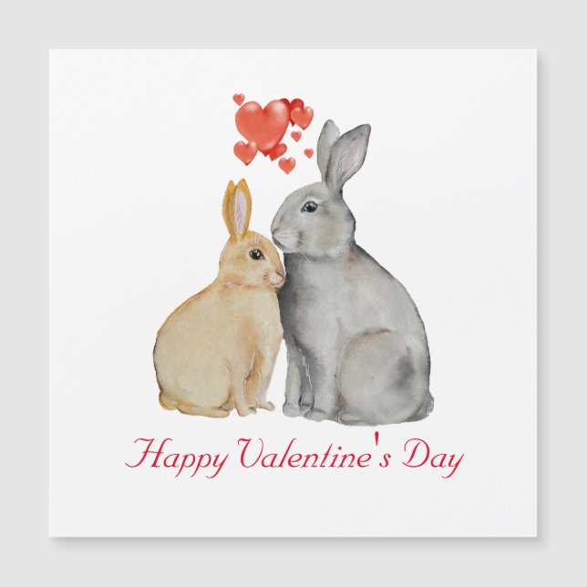 Valentine's Day Cute Rabbit Postcard (Front)