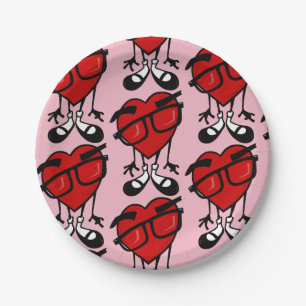 VALENTINE'S DAY CUTE RED HEART PATTERN PAPER PLATE