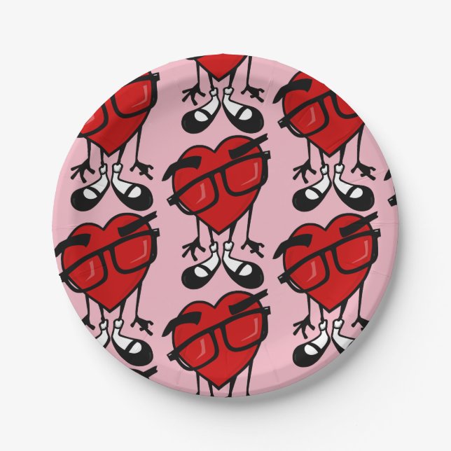 VALENTINE'S DAY CUTE RED HEART PATTERN PAPER PLATE (Front)