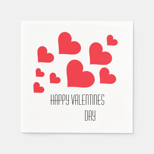Valentine's Day Cute Red Hearts And Love Paper  Napkin (Front)