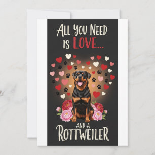 Valentine's Day Cute rottweiler dog Photo cuddle Holiday Card