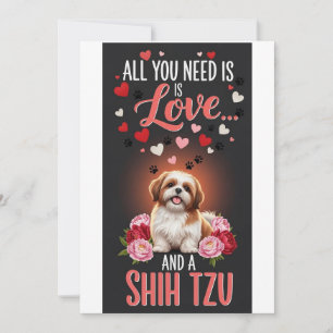 Valentine's Day Cute shih tzu dog Photo cuddle Holiday Card
