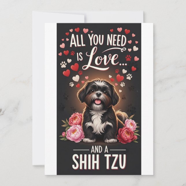 Valentine's Day Cute shih tzu  Photo Cuddle  Holiday Card (Front)