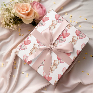 Valentine's Day Cute Teddy Bear Wrapping Paper 