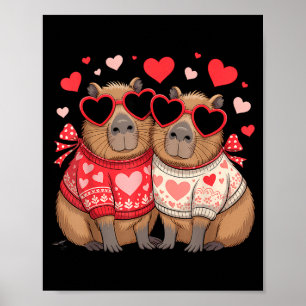 Valentines day cute valentine capybara lover poster