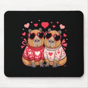 Valentines day cute valentine capybara mouse pad