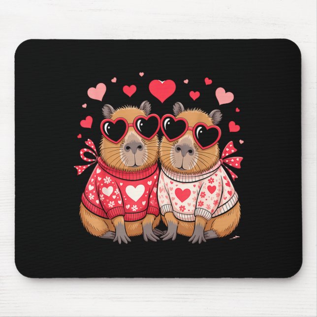 Valentines day cute valentine capybara  mouse pad (Front)
