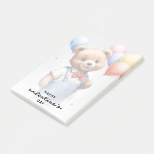 Valentine's Day Cute Watercolor Bear With Balloon Post-it Notes