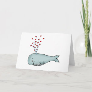 Valentine's Day - Cute Whale with Hearts Holiday Card