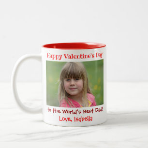 Valentines Day Cute Worlds Best Dad Kids Photo Two-Tone Coffee Mug