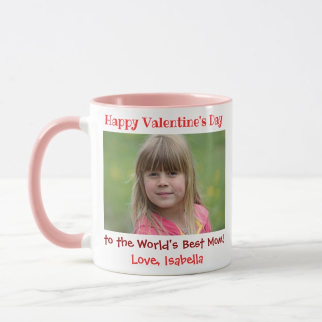 Valentines Day Cute Worlds Best Mum Kids Photo Mug (Left)
