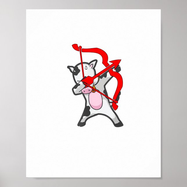 Valentines Day Dabbing Cow Cupid Bow  Poster (Front)