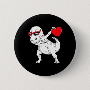 Valentines Day Dabbing Dinosaur T Rex Heart Boys K 6 Cm Round Badge