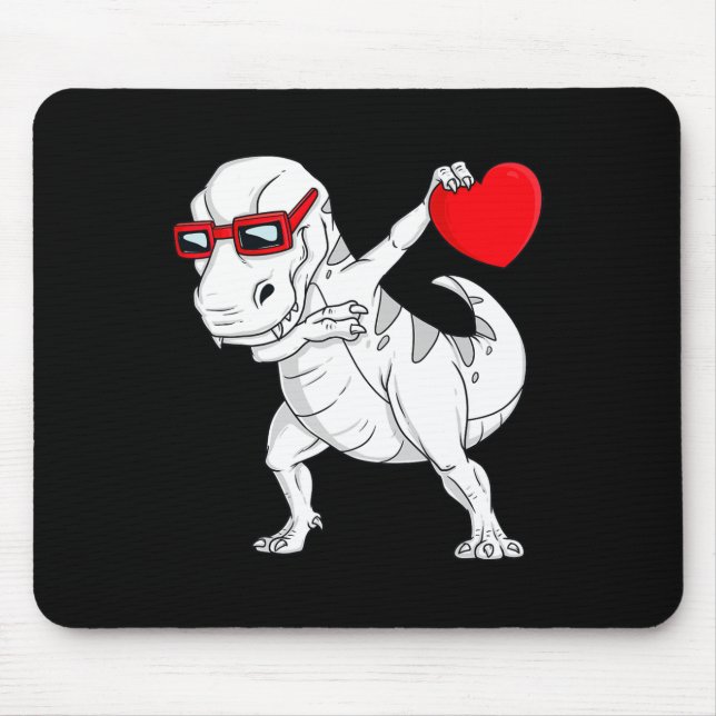 Valentines Day Dabbing Dinosaur T Rex Heart Boys K Mouse Pad (Front)