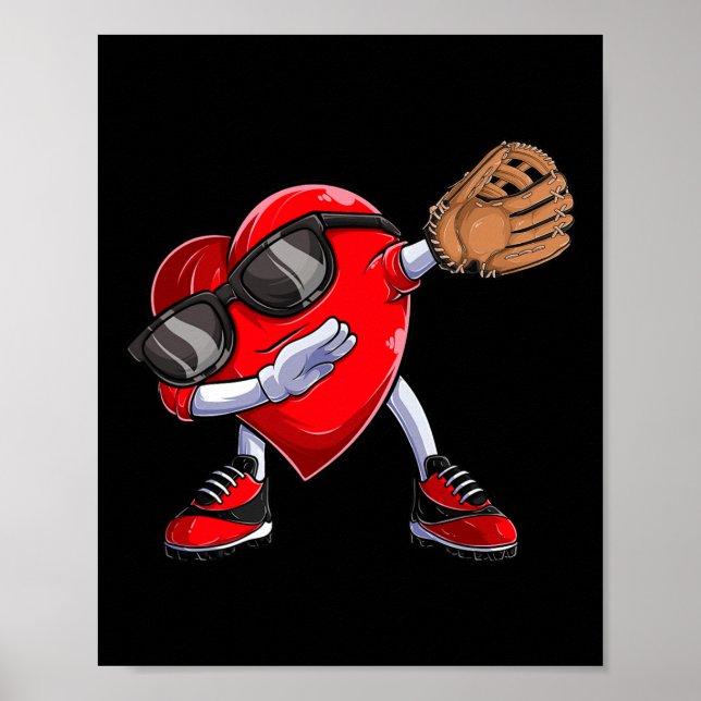 Valentines Day Dabbing Hear Kid Boys Baseball Catc Poster (Front)