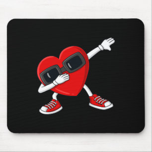 Valentines Day Dabbing Heart Fun Boys Girl Kids Mouse Pad