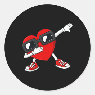 Valentines Day Dabbing Heart Fun Boys Girls Kids D Classic Round Sticker