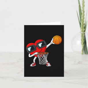 Valentines Day Dabbing Heart Holding A Basketball  Card
