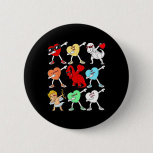 Valentines Day Dabbing Hearts Cupid T Rex Dino Dab 6 Cm Round Badge