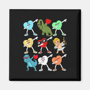 Valentines Day Dabbing Hearts Cupid T Rex Dino Dab Magnet