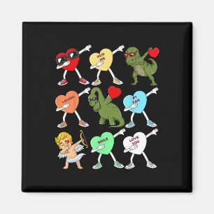 Valentines Day Dabbing Hearts Cupid T Rex Dino Dab Magnet