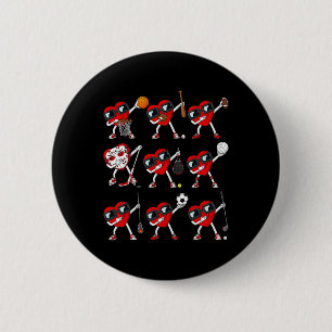 Valentines Day Dabbing Hearts Sports Player Dab Bo 6 Cm Round Badge