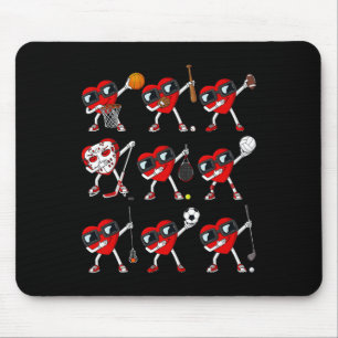 Valentines Day Dabbing Hearts Sports Player Dab Bo Mouse Pad