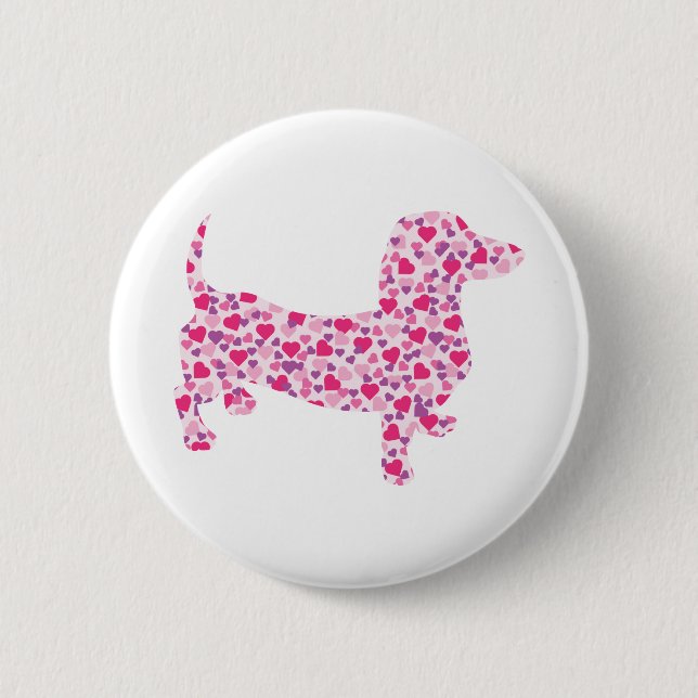 Valentine's Day Dachshund 6 Cm Round Badge (Front)
