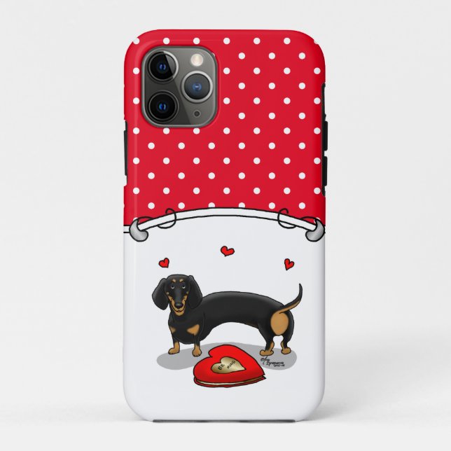 Valentine's Day Dachshund (black & tan) - Cute dog Case-Mate iPhone Case (Back)
