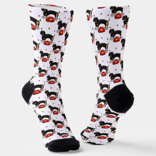 Valentine's Day Dachshund (black & tan) - Cute dog Socks