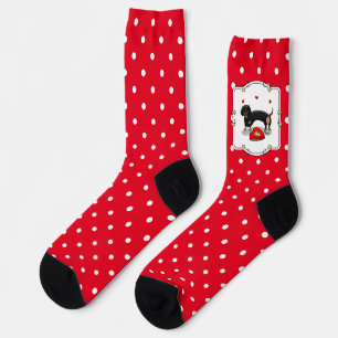 Valentine's Day Dachshund (black & tan) - Cute dog Socks