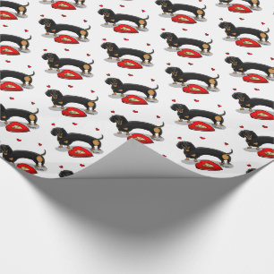 Valentine's Day Dachshund (black & tan) - Cute dog Wrapping Paper