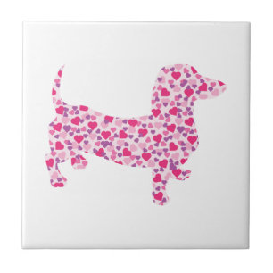 Valentine's Day Dachshund Ceramic Tile