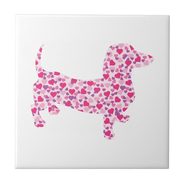 Valentine's Day Dachshund Ceramic Tile (Front)